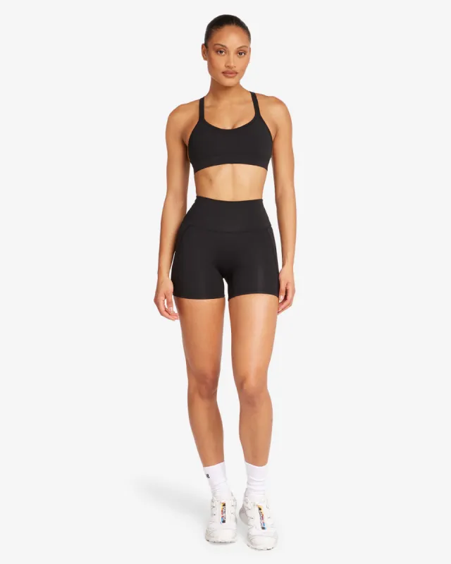 Activluxe Contour Pocket Shorts 4" | Black sold by Crop Shop Boutique