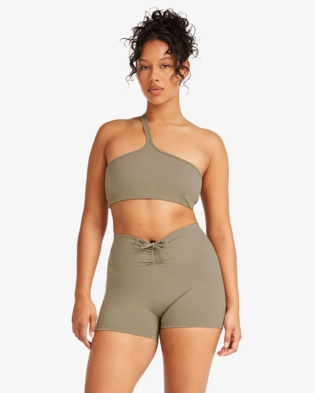 Serenity Strappy One Shoulder Crop | Vintage Khaki sold by Crop Shop Boutique