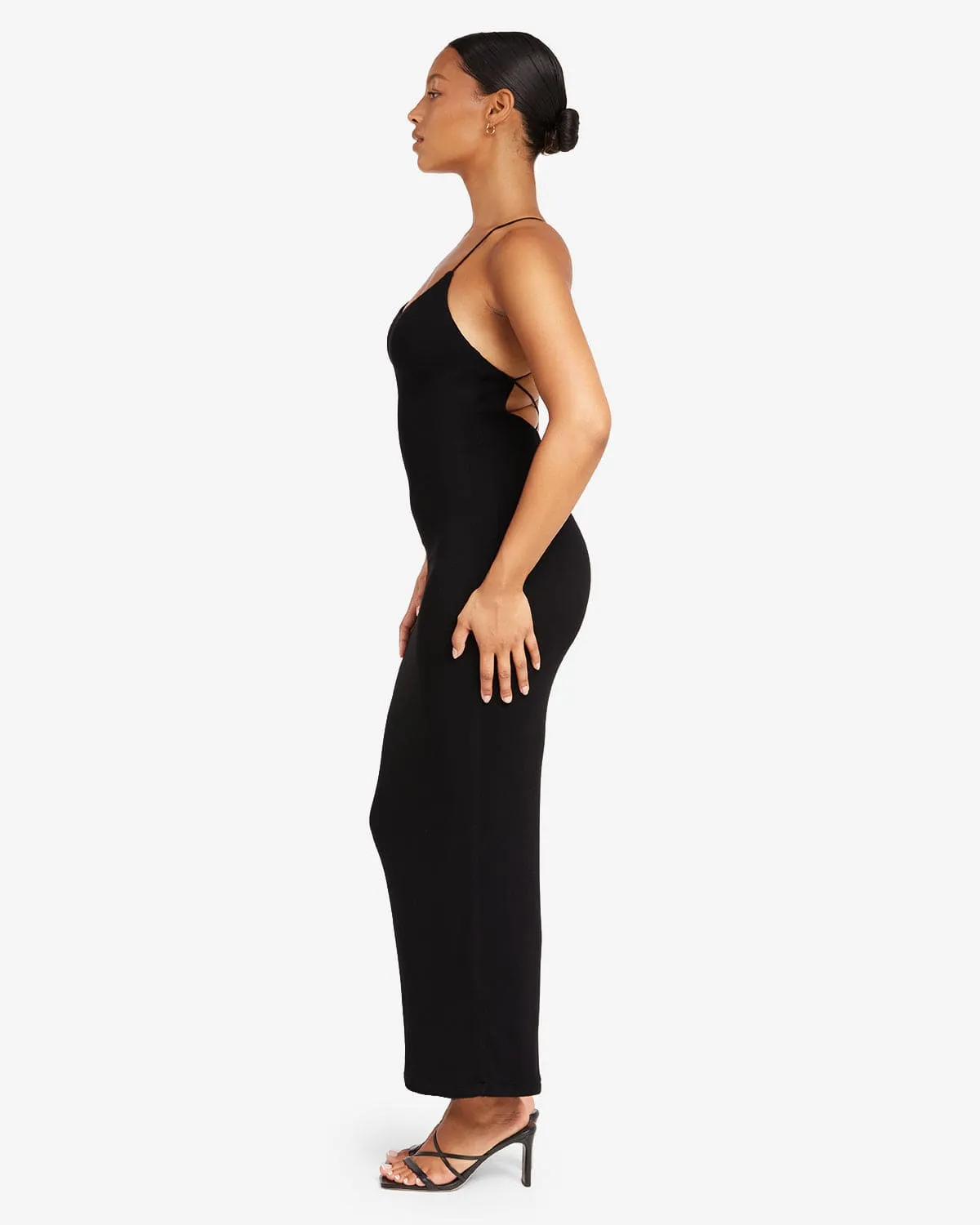Open Back Rib Maxi Dress | Black sold by Crop Shop Boutique product image thumbnail 4