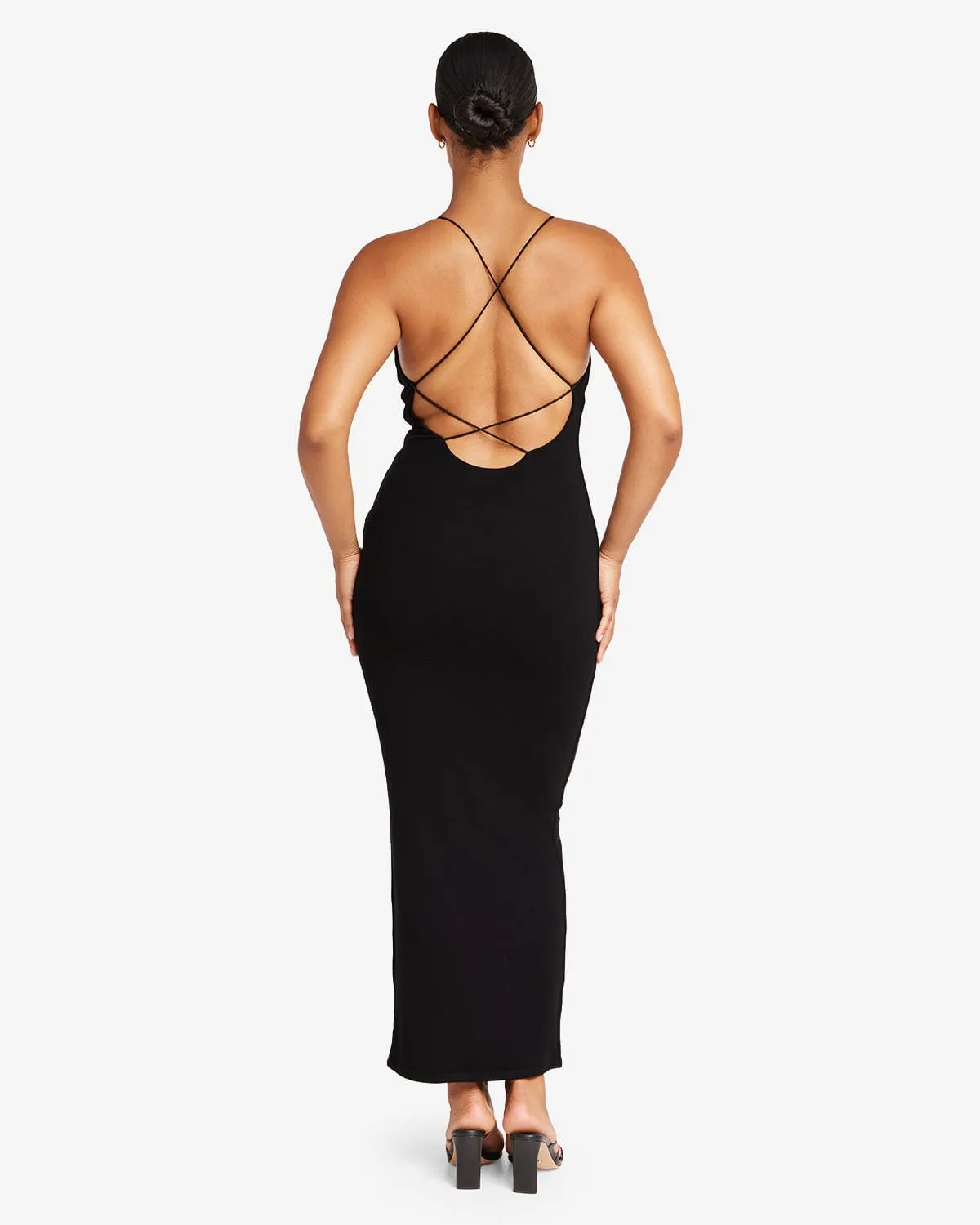 Open Back Rib Maxi Dress | Black sold by Crop Shop Boutique product image thumbnail 3
