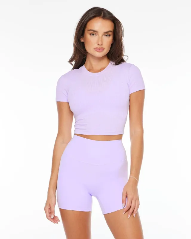 Imperfect - Ribbed Baby Tee | Lilac sold by Crop Shop Boutique