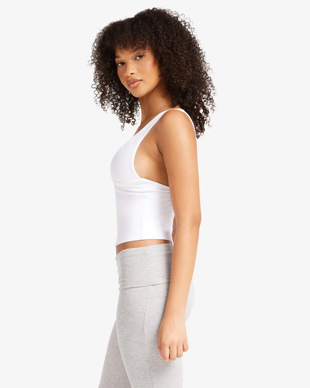 IM Serenity Plunge Longline Tank | White sold by Crop Shop Boutique product image thumbnail 4