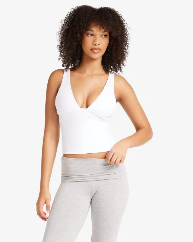 IM Serenity Plunge Longline Tank | White made by Crop Shop Boutique