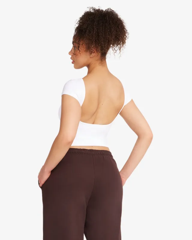 Open Back Tee | White sold by Crop Shop Boutique