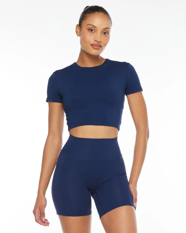 Serenity Cropped Tee | Navy sold by Crop Shop Boutique
