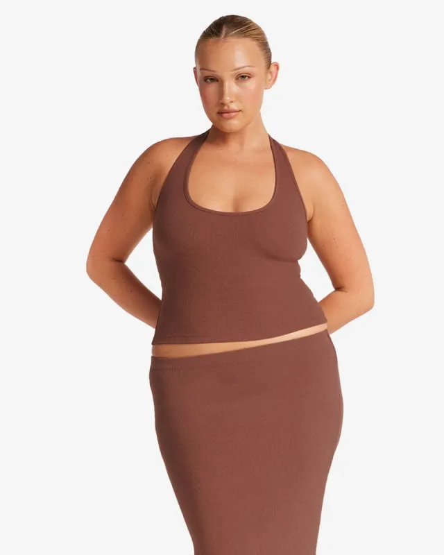 Rib Halter Tank | Maple sold by Crop Shop Boutique