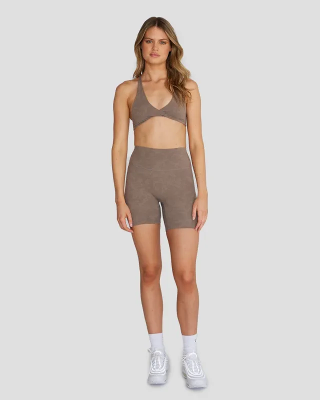 Fade Scrunch Shorts 6" | Mocha sold by Crop Shop Boutique