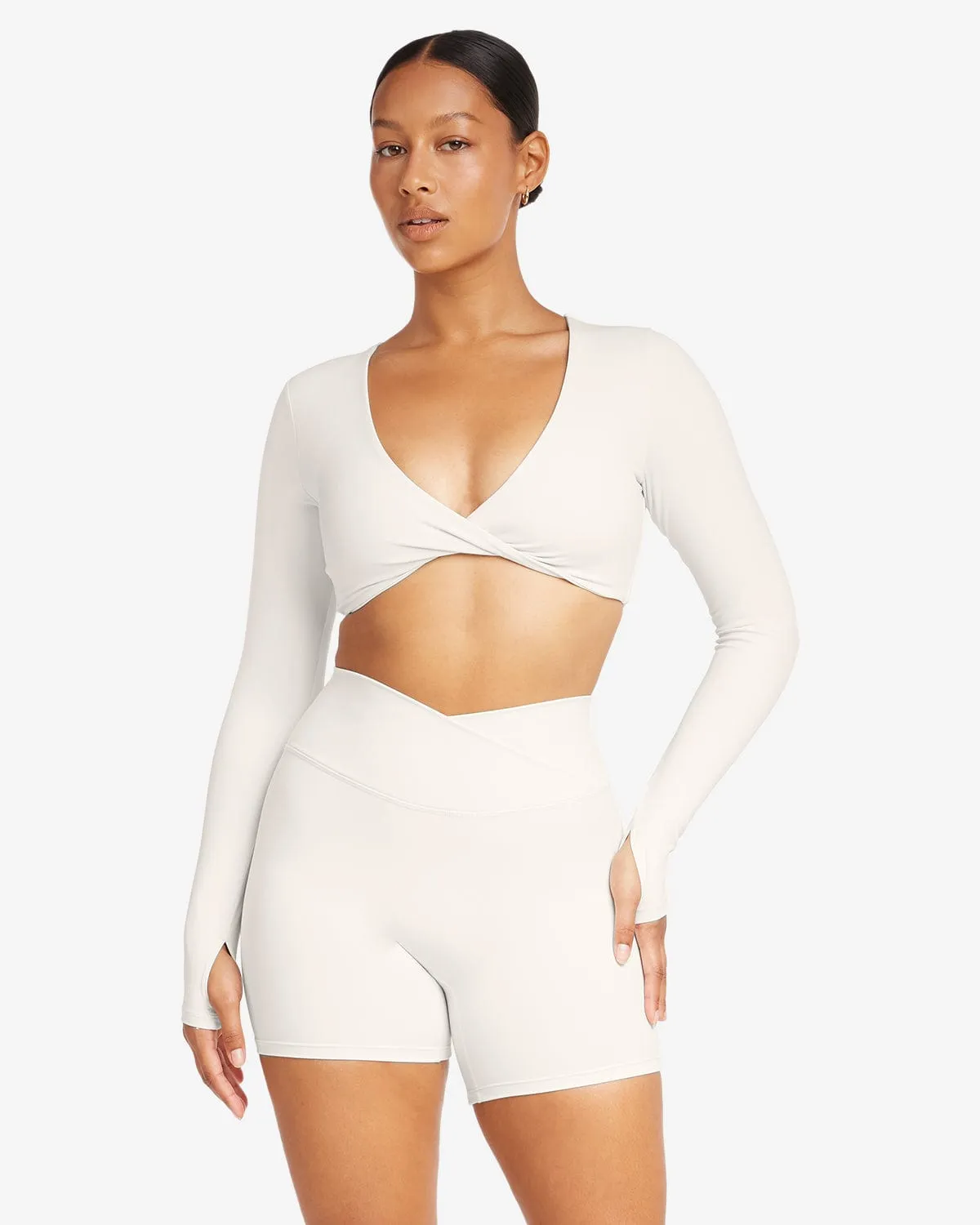 Fade Sierra Long Sleeve Crop | Vanilla sold by Crop Shop Boutique