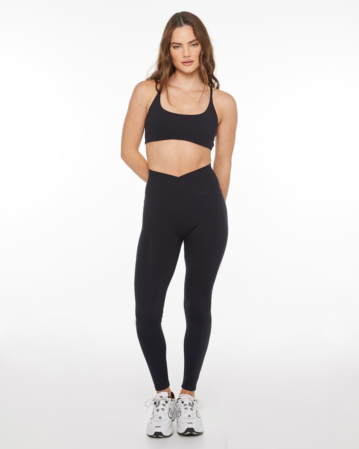 Serenity Scrunch Crossover Leggings | Black sold by Crop Shop Boutique