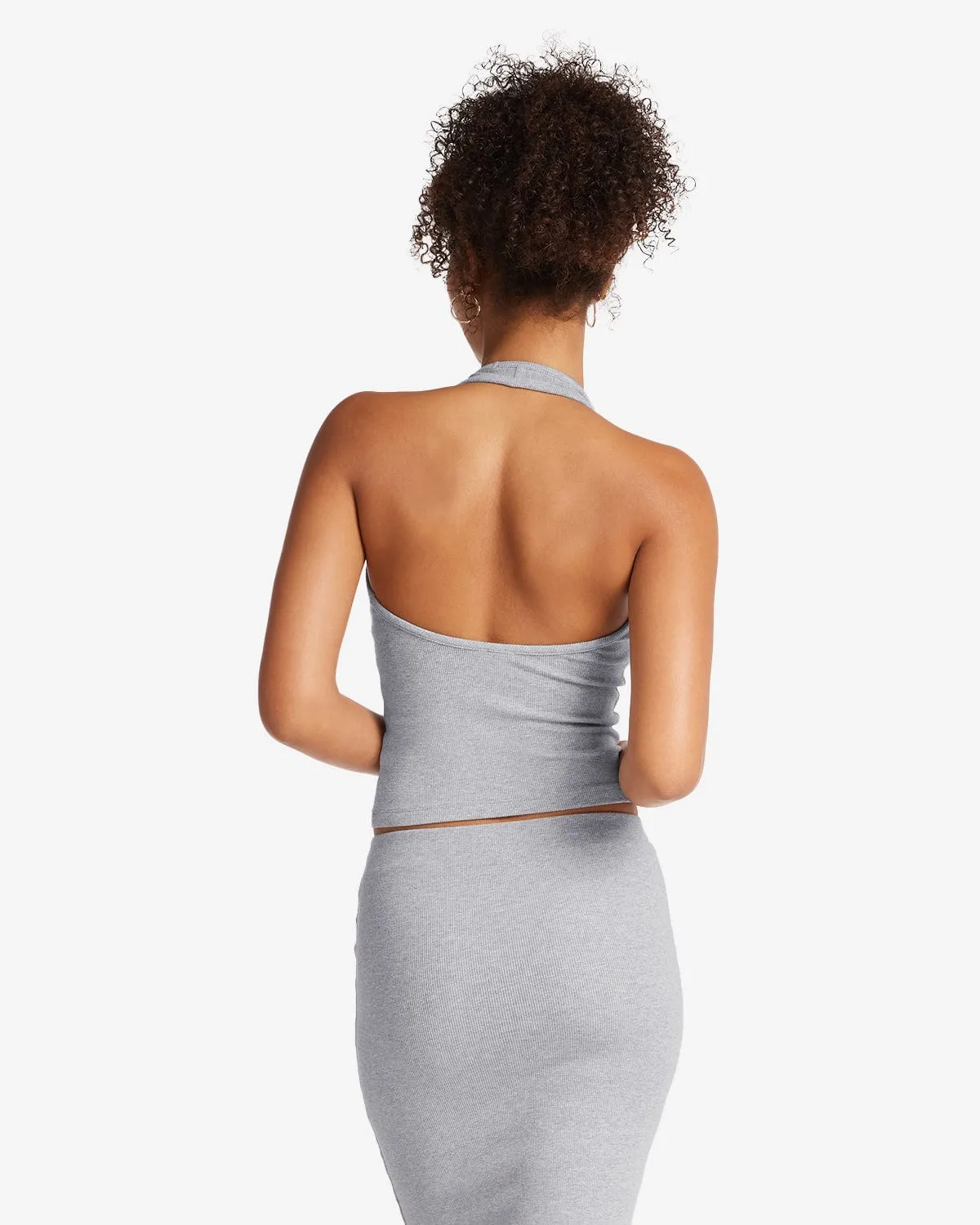 Rib Halter Tank | Cloud Marl sold by Crop Shop Boutique product image thumbnail 2
