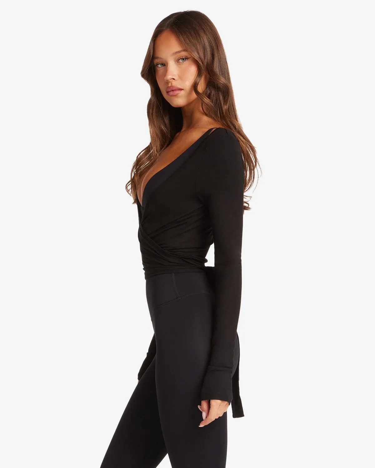 Ballet Wrap Top | Black sold by Crop Shop Boutique product image thumbnail 3