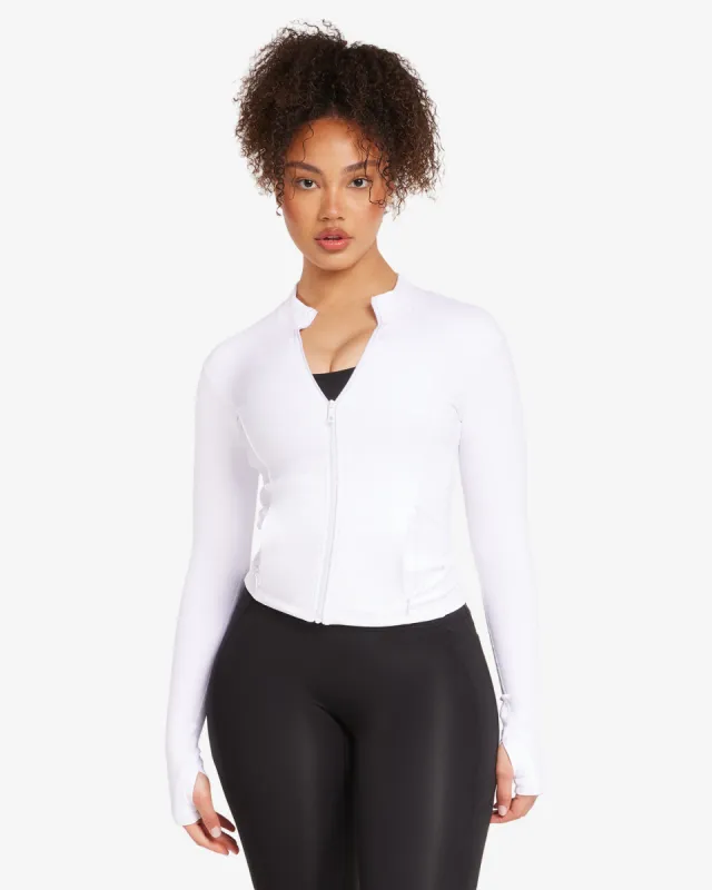 Freedom Pocket Zip Up Jacket | White sold by Crop Shop Boutique