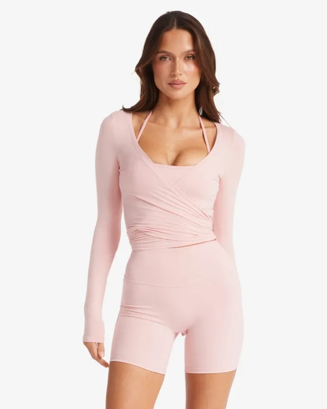 Ballet Wrap Top | Blush sold by Crop Shop Boutique