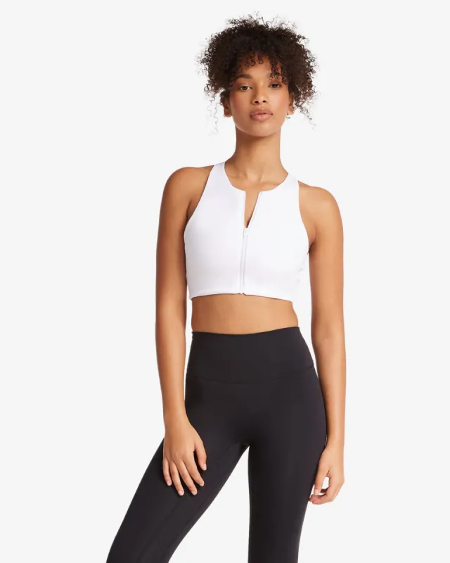 Activluxe Dawn Zip Crop | White sold by Crop Shop Boutique