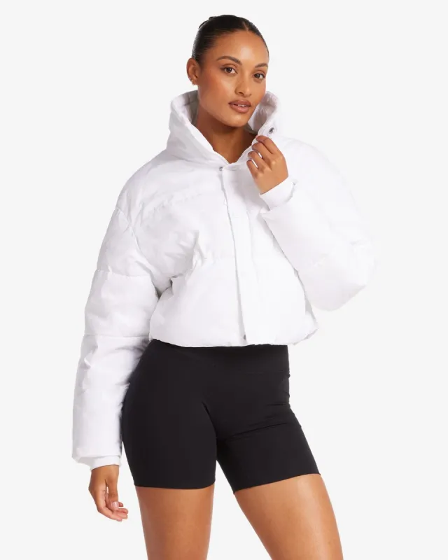 Cropped Puffer Jacket | White sold by Crop Shop Boutique
