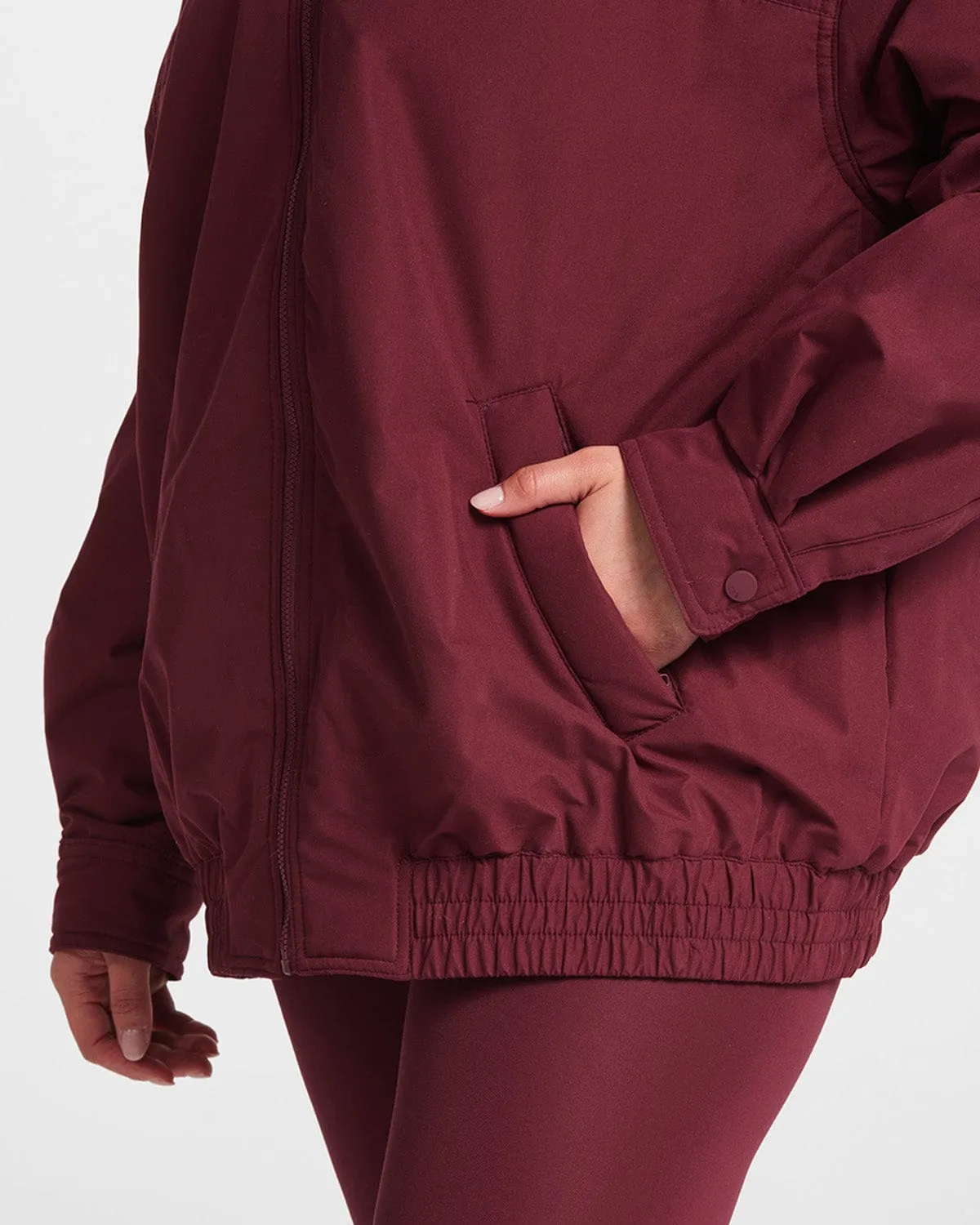 Oversized Bomber Jacket | Burgundy sold by Crop Shop Boutique product image thumbnail 4