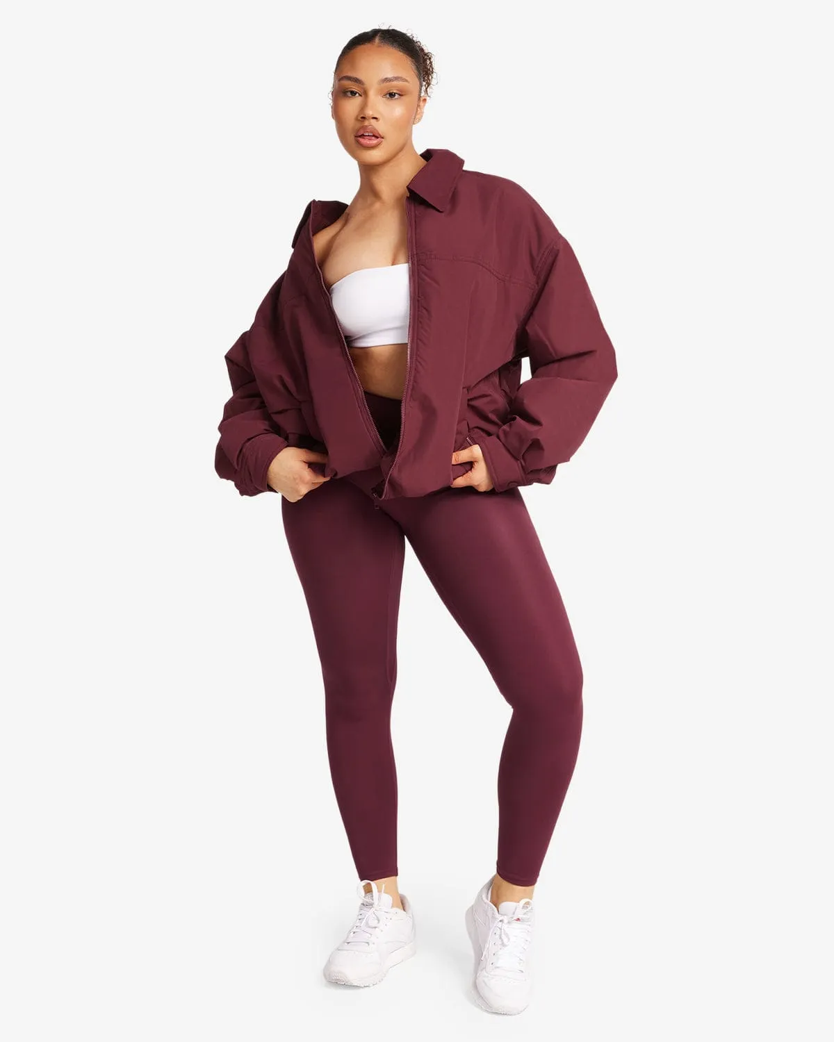 Oversized Bomber Jacket | Burgundy sold by Crop Shop Boutique