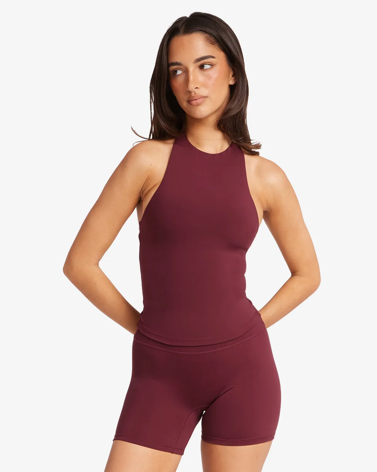 Serenity Demi Tank | Burgundy sold by Crop Shop Boutique
