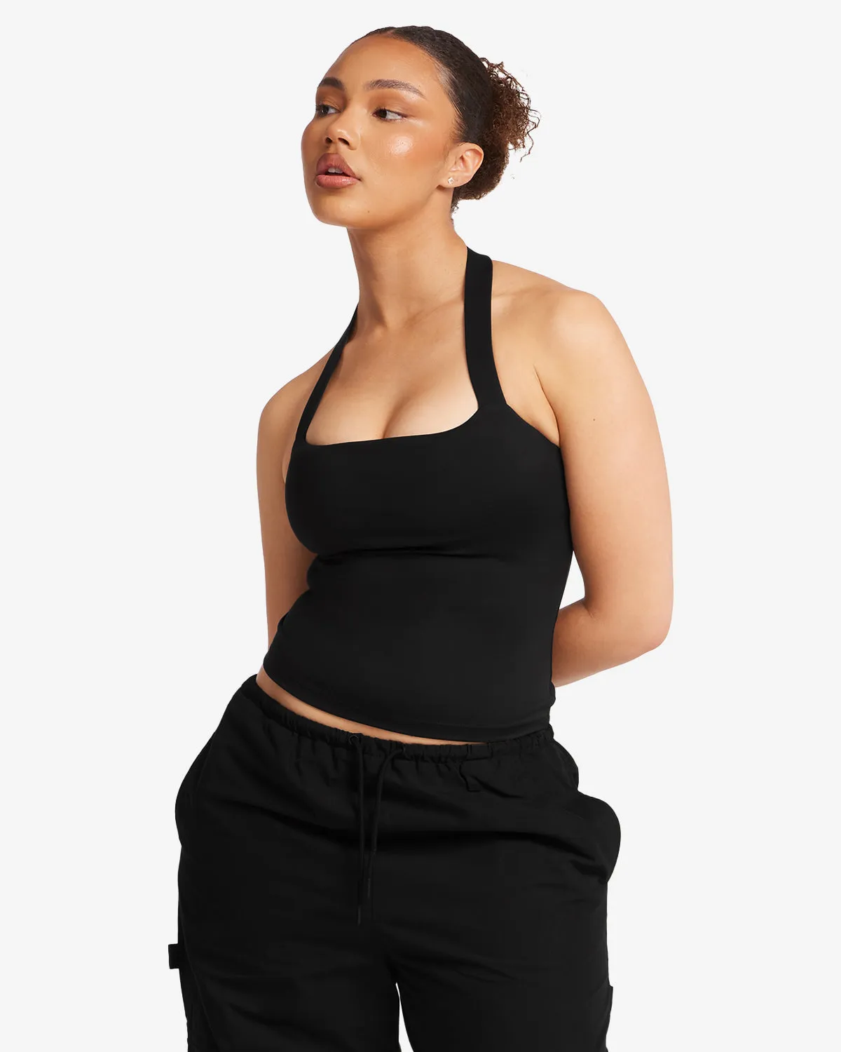 Serenity Halle Halter Tank | Black sold by Crop Shop Boutique