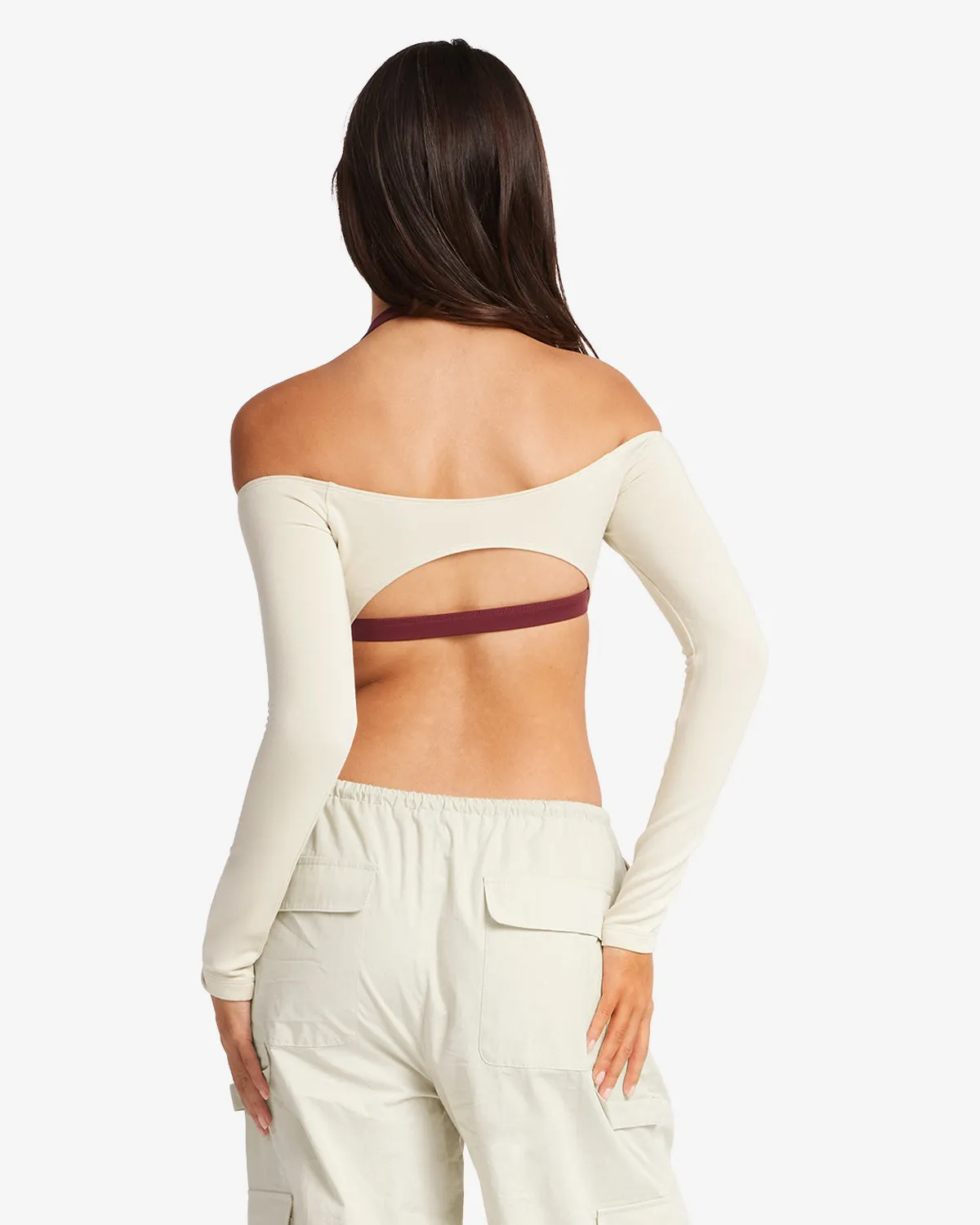 Open Back Long Sleeve Top | Oak sold by Crop Shop Boutique product image thumbnail 2
