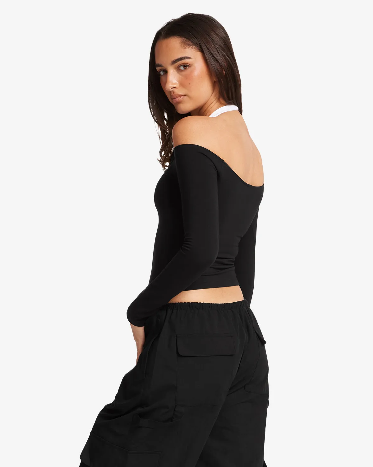 Off Shoulder Leisure Top | Black sold by Crop Shop Boutique product image thumbnail 3