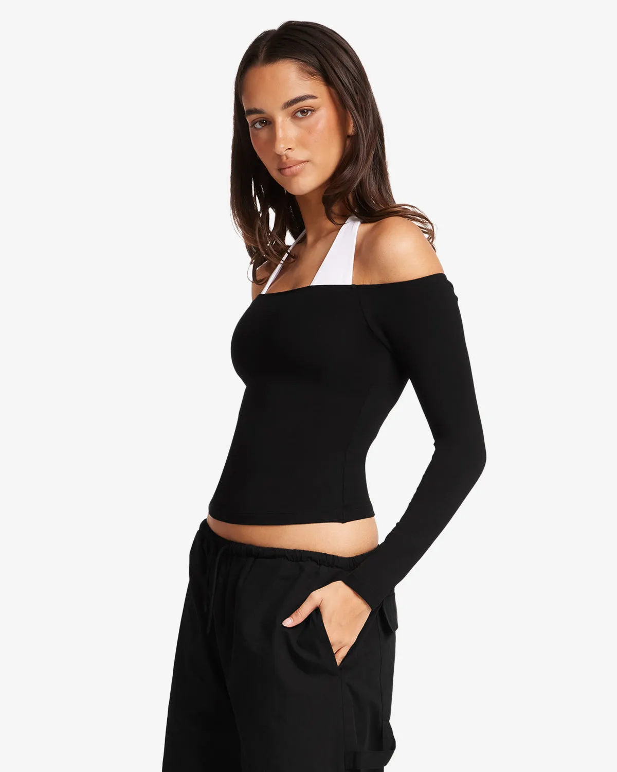 Off Shoulder Leisure Top | Black sold by Crop Shop Boutique product image thumbnail 2