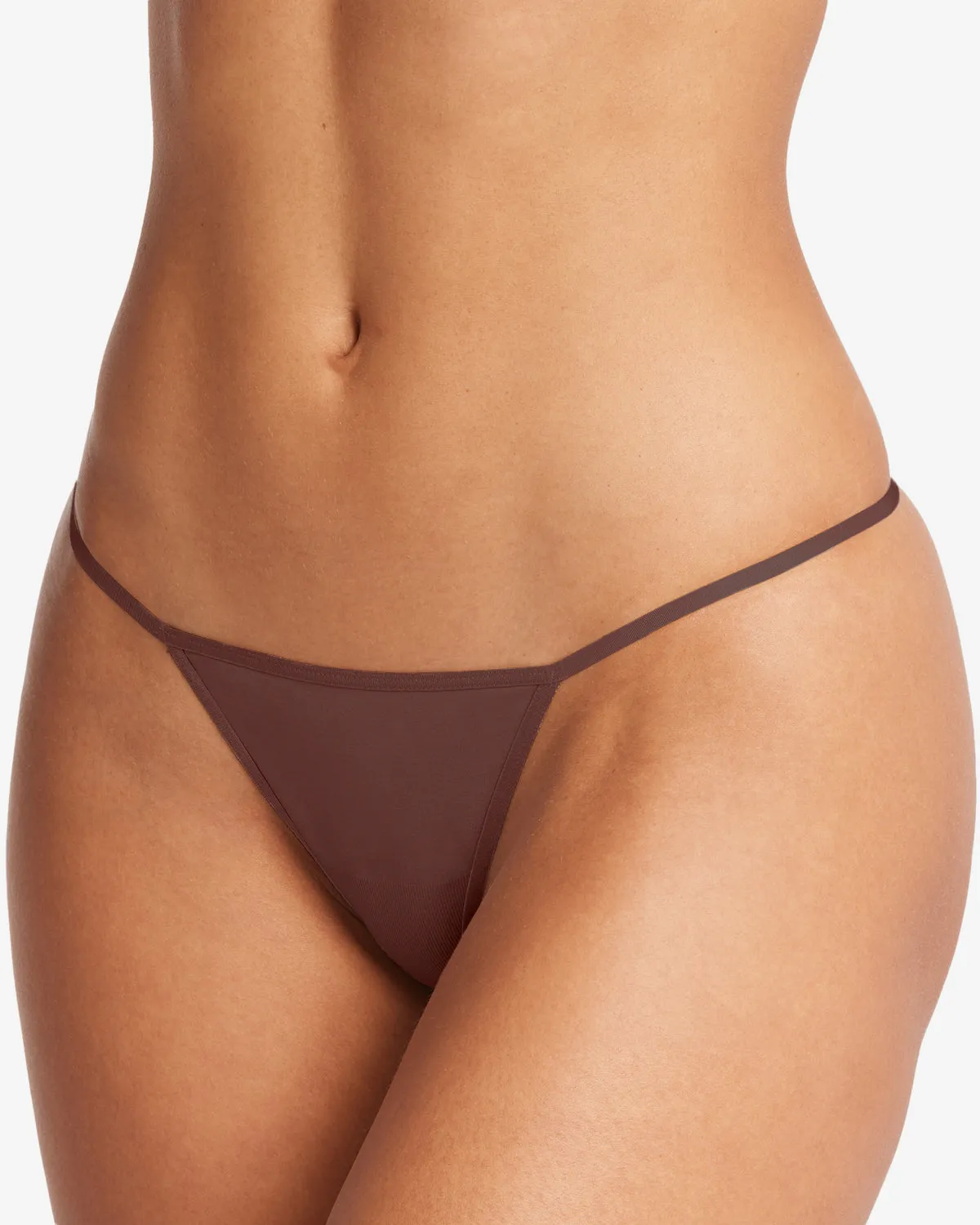 Seamless Bamboo T-String | Chocolate sold by Crop Shop Boutique