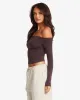 Off Shoulder Leisure Top | Espresso sold by Crop Shop Boutique