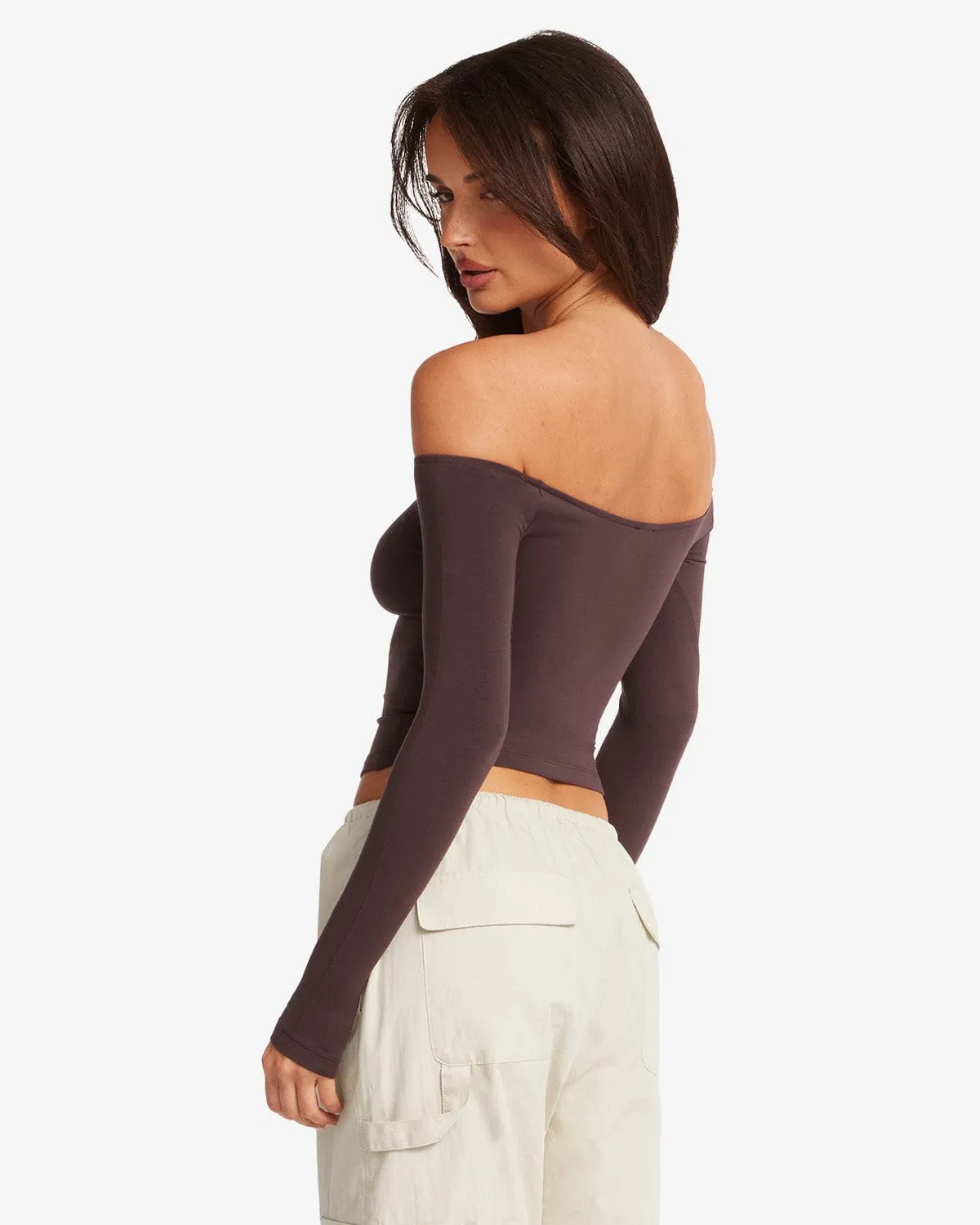 Off Shoulder Leisure Top | Espresso sold by Crop Shop Boutique product image thumbnail 2