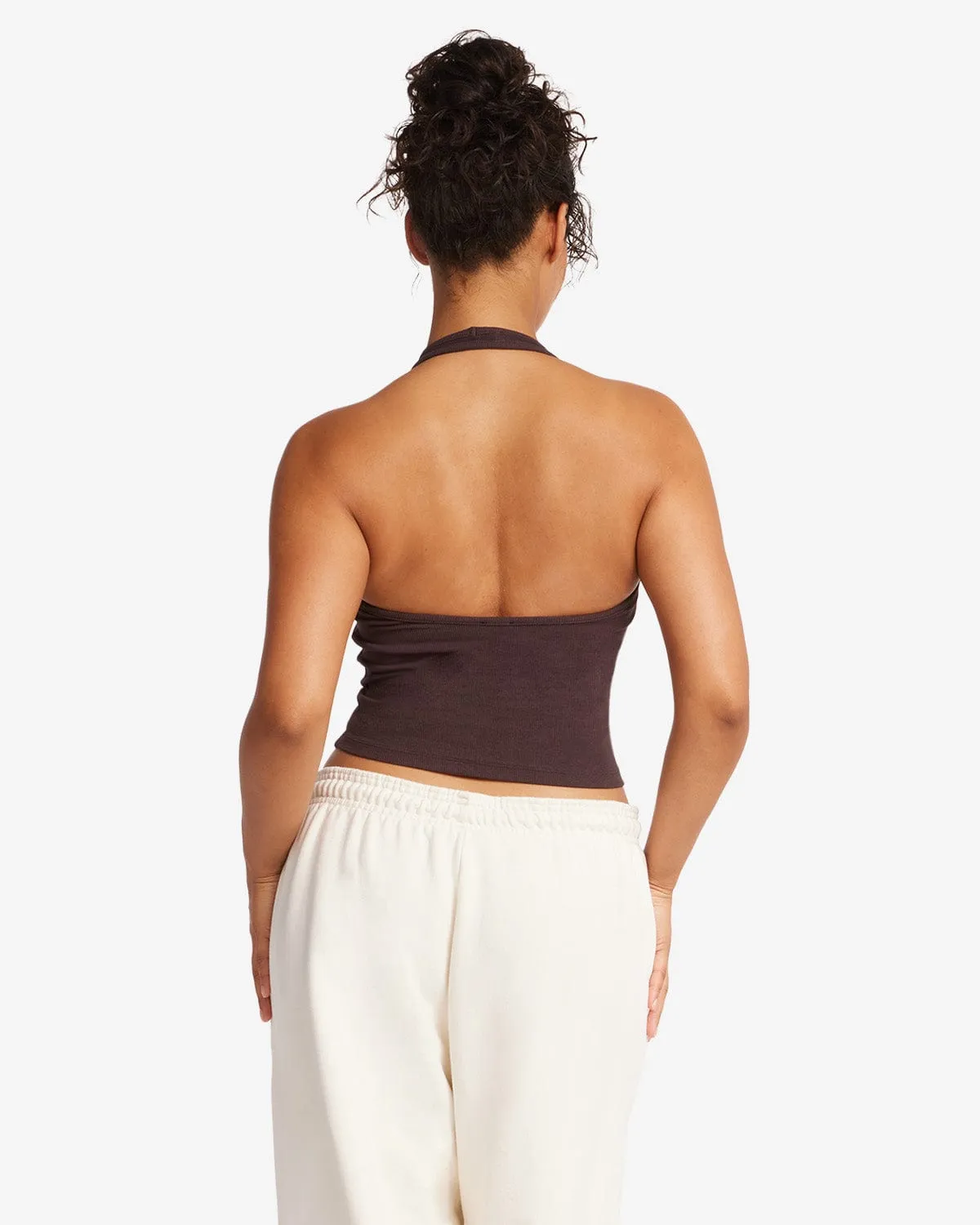 Rib Halter Tank | Espresso sold by Crop Shop Boutique product image thumbnail 2
