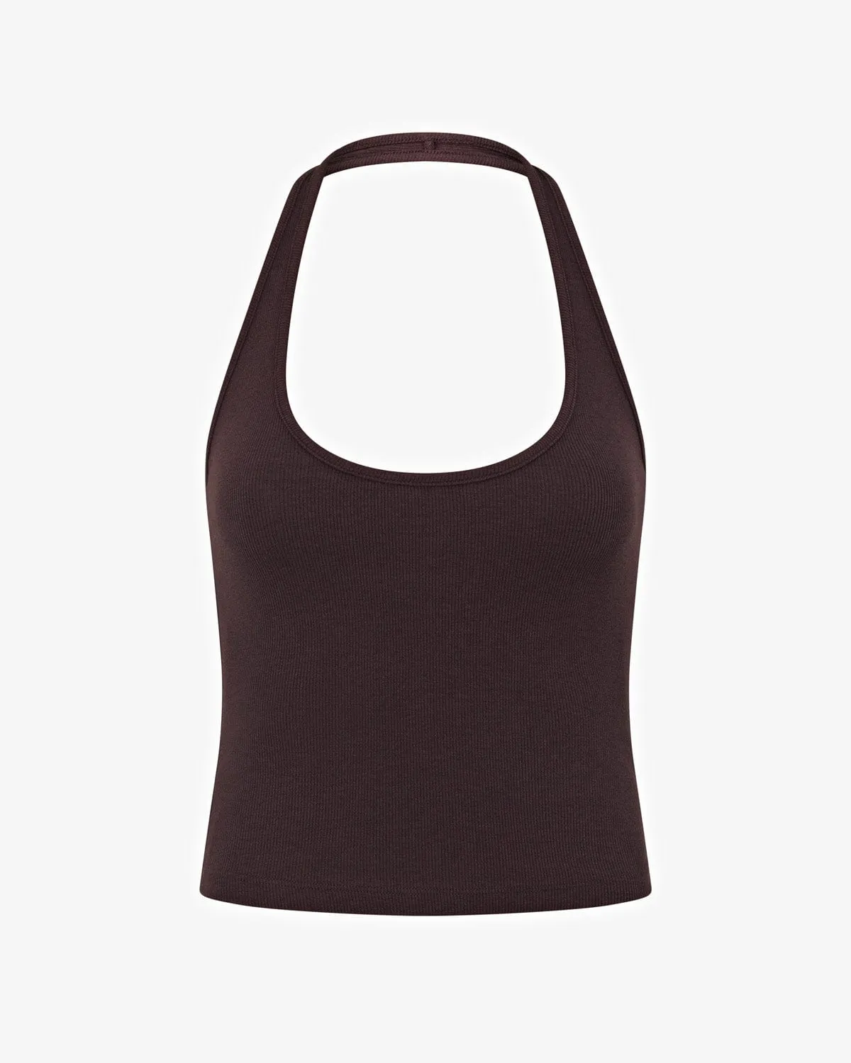 Rib Halter Tank | Espresso sold by Crop Shop Boutique product image thumbnail 4