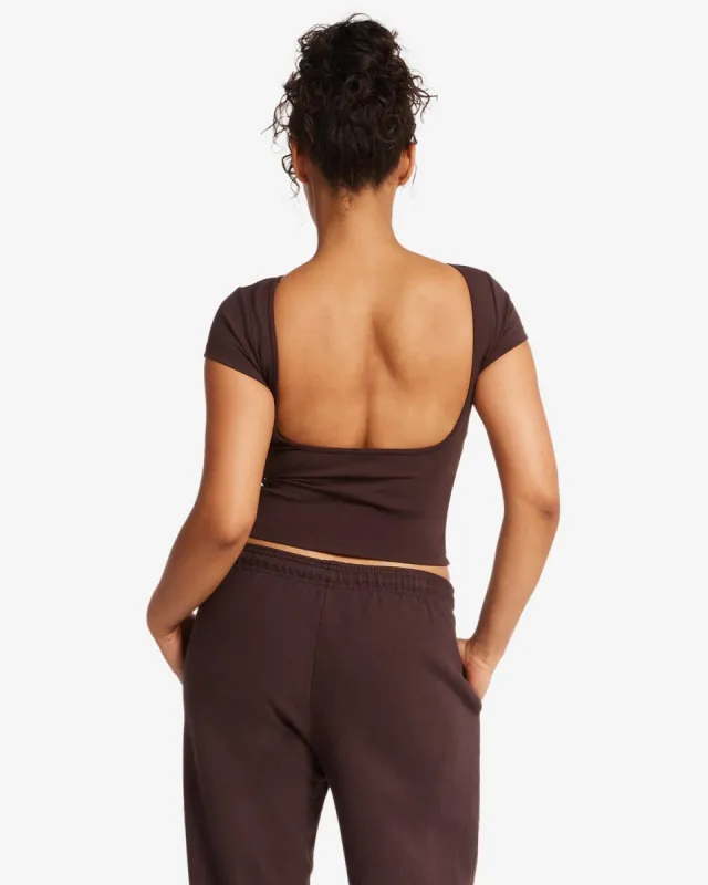 Open Back Tee | Espresso sold by Crop Shop Boutique