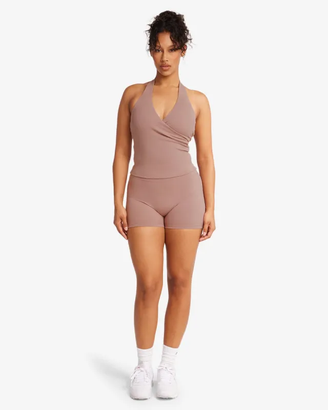 Form Invisible Scrunch Shorts 4" | Walnut sold by Crop Shop Boutique