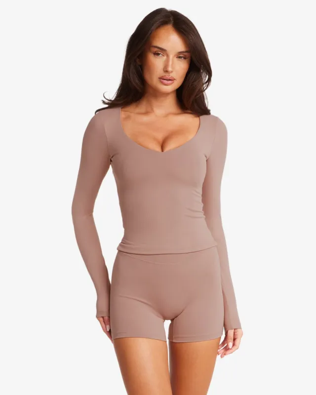 Form Alina Long Sleeve Top | Walnut sold by Crop Shop Boutique