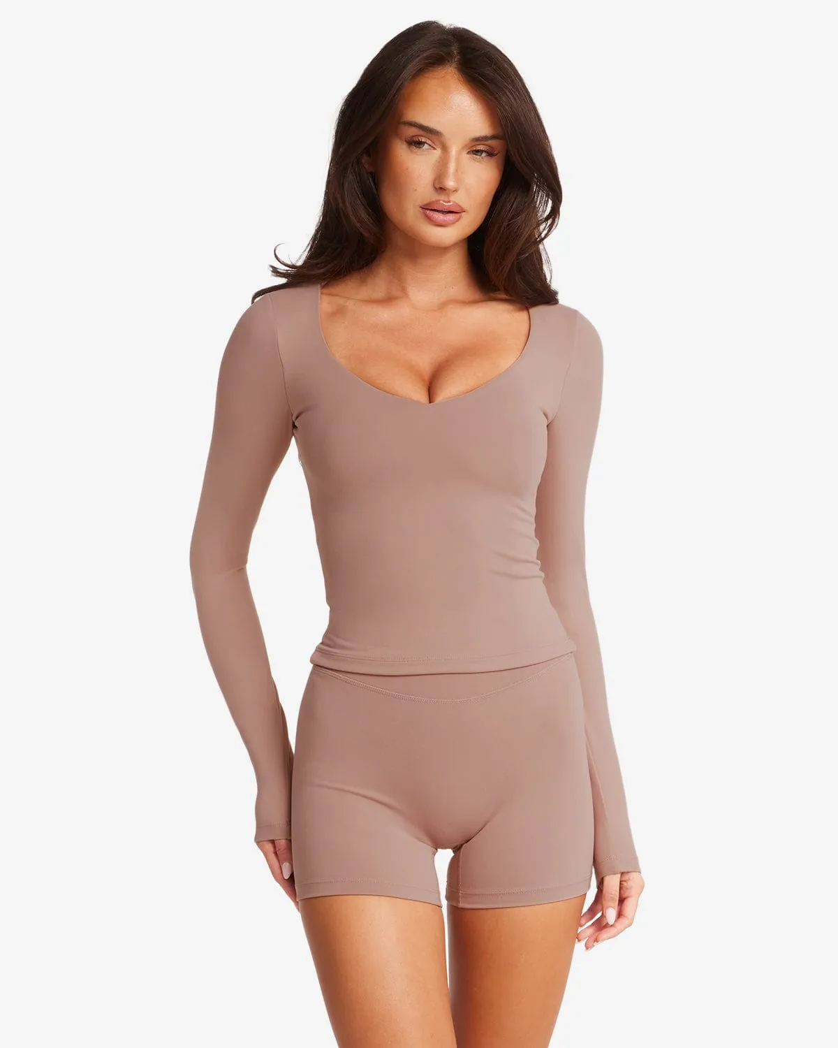 Form Alina Long Sleeve Top | Walnut sold by Crop Shop Boutique