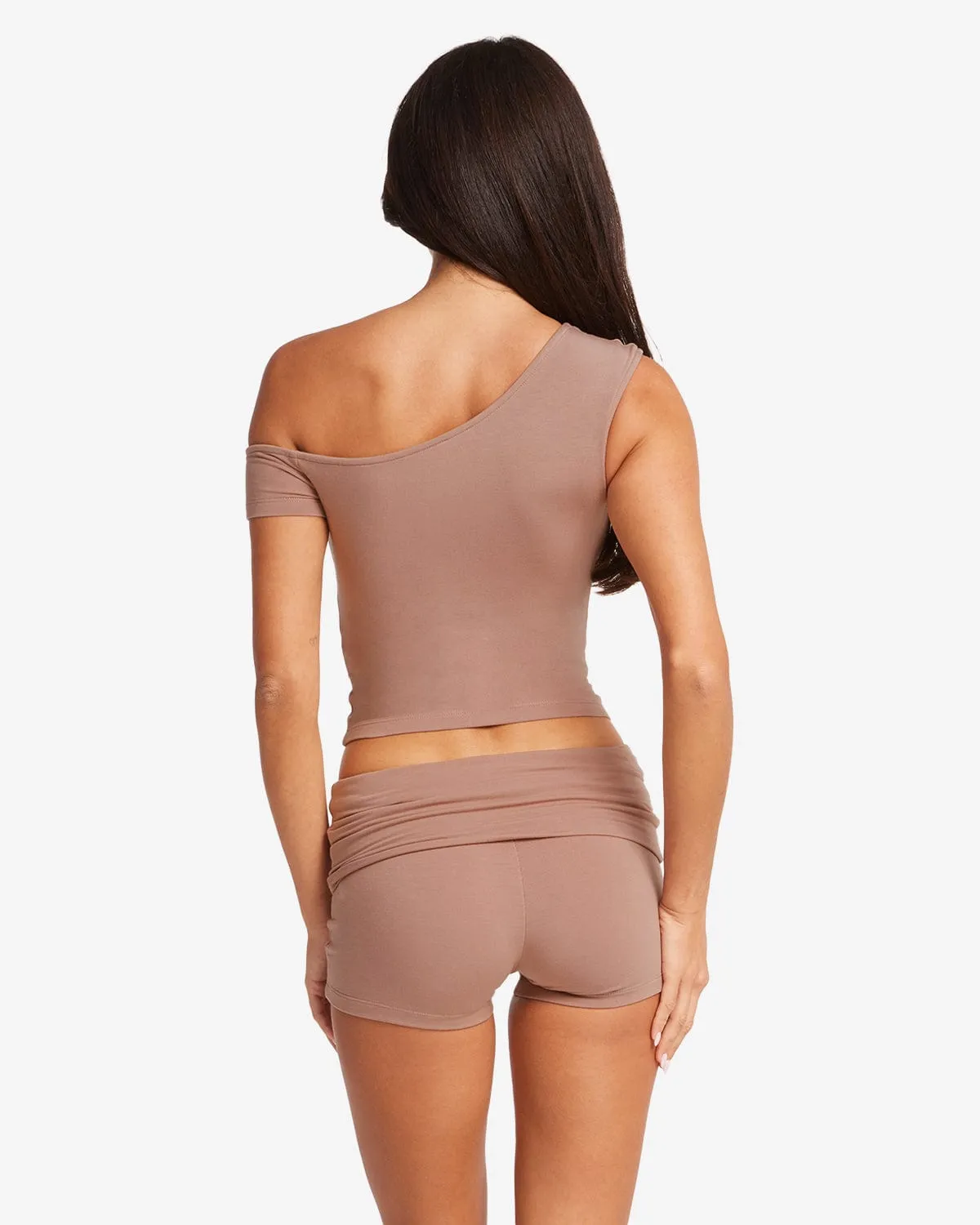 One Shoulder Capped Sleeve Top | Walnut sold by Crop Shop Boutique product image thumbnail 3