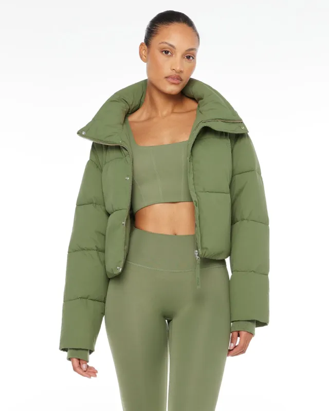 Cropped Puffer Jacket | Clover sold by Crop Shop Boutique