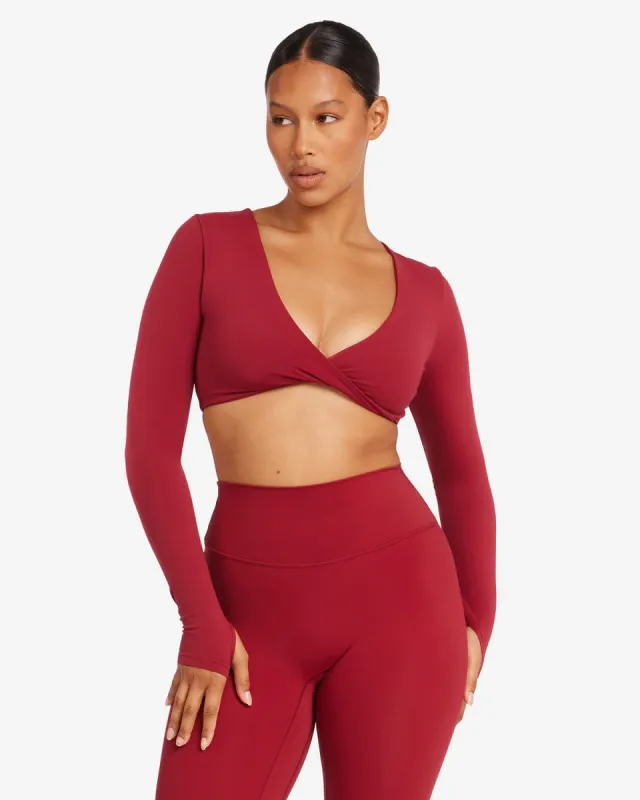 Fade Sierra Long Sleeve Crop | Cherry sold by Crop Shop Boutique