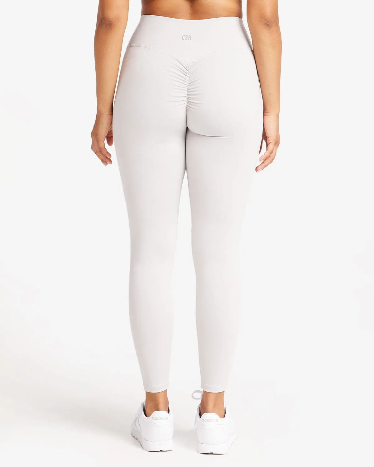 Serenity Drawstring Scrunch Leggings | Light Grey sold by Crop Shop Boutique product image thumbnail 2