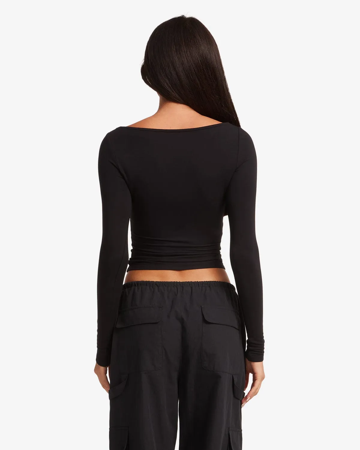 Boat Neck Long Sleeve Top | Black sold by Crop Shop Boutique product image thumbnail 3