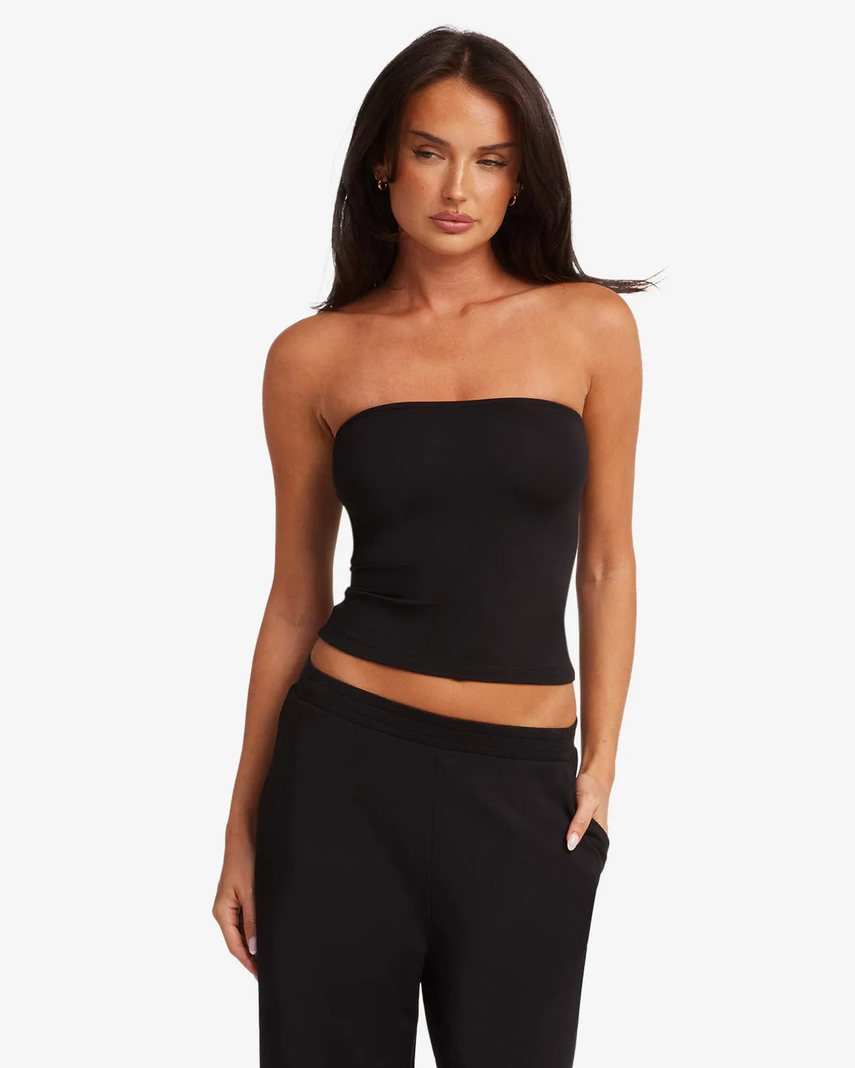 Longline Bandeau | Black sold by Crop Shop Boutique