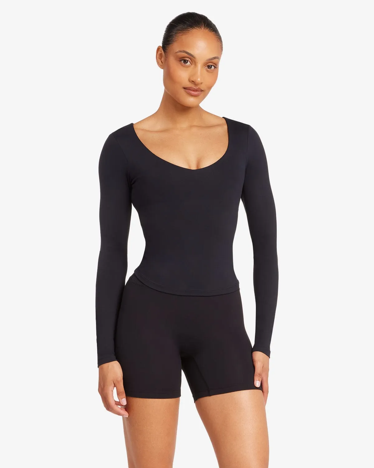 Form Alina Long Sleeve Top | Black sold by Crop Shop Boutique