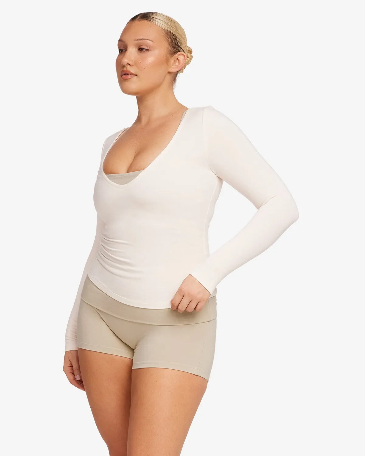V Neck Long Sleeve Top | Vanilla sold by Crop Shop Boutique product image thumbnail 2