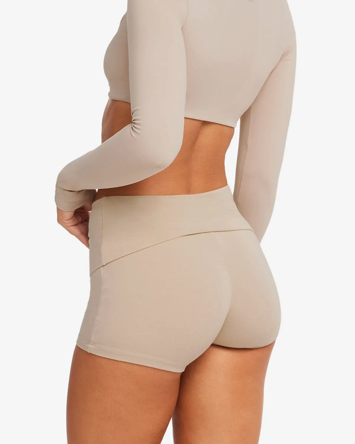Foldover Yoga Shorts | Fawn sold by Crop Shop Boutique product image thumbnail 2
