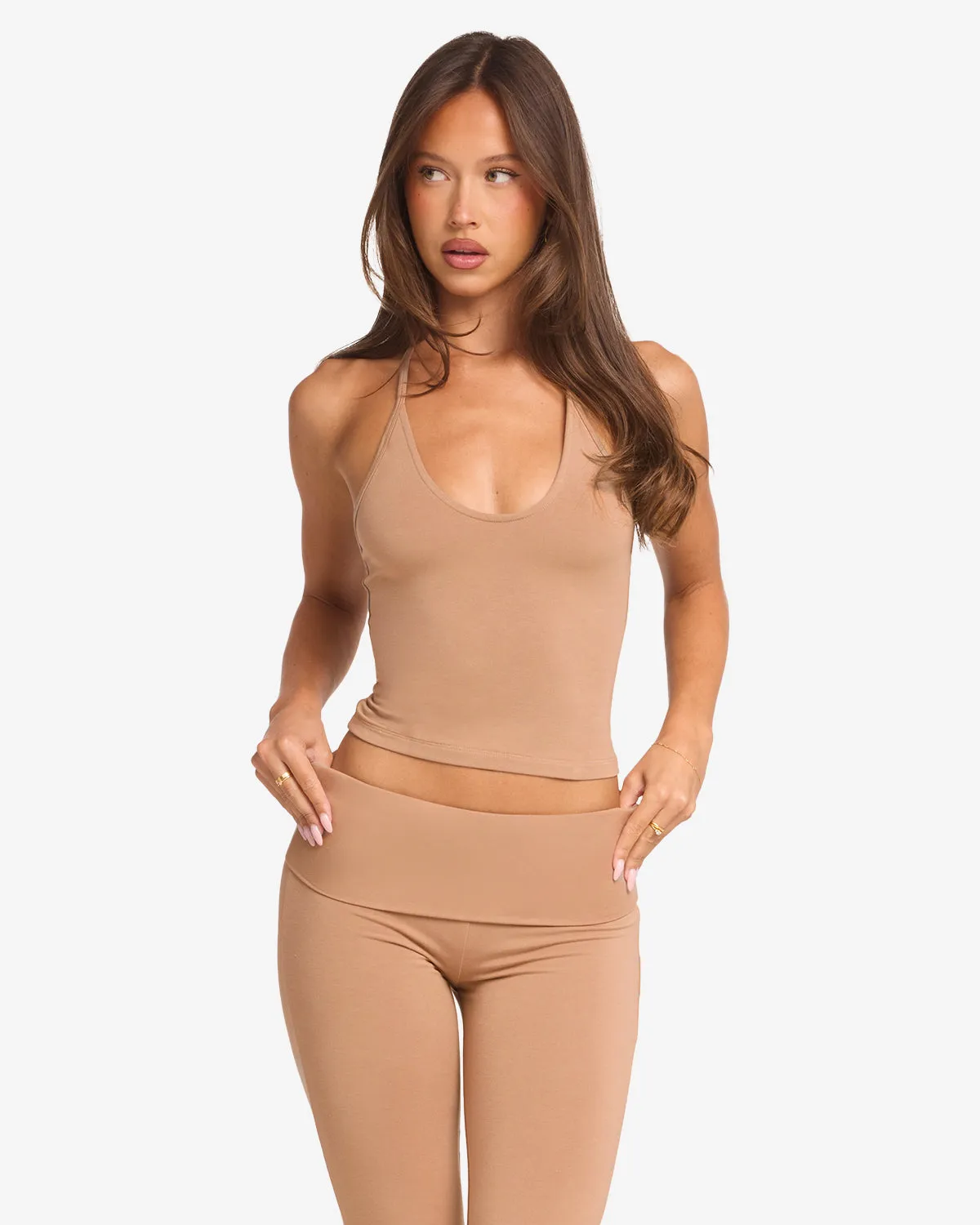 Halter Tie Tank | Toffee sold by Crop Shop Boutique