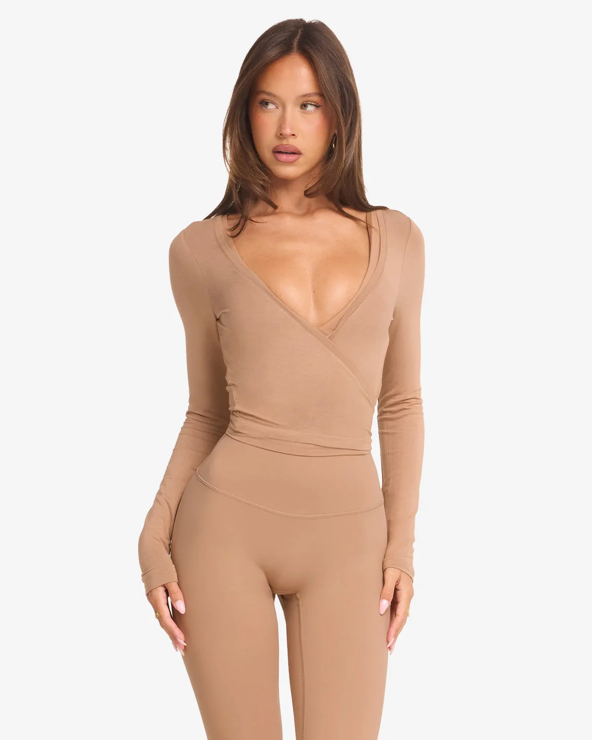 Ballet Wrap Top | Toffee sold by Crop Shop Boutique