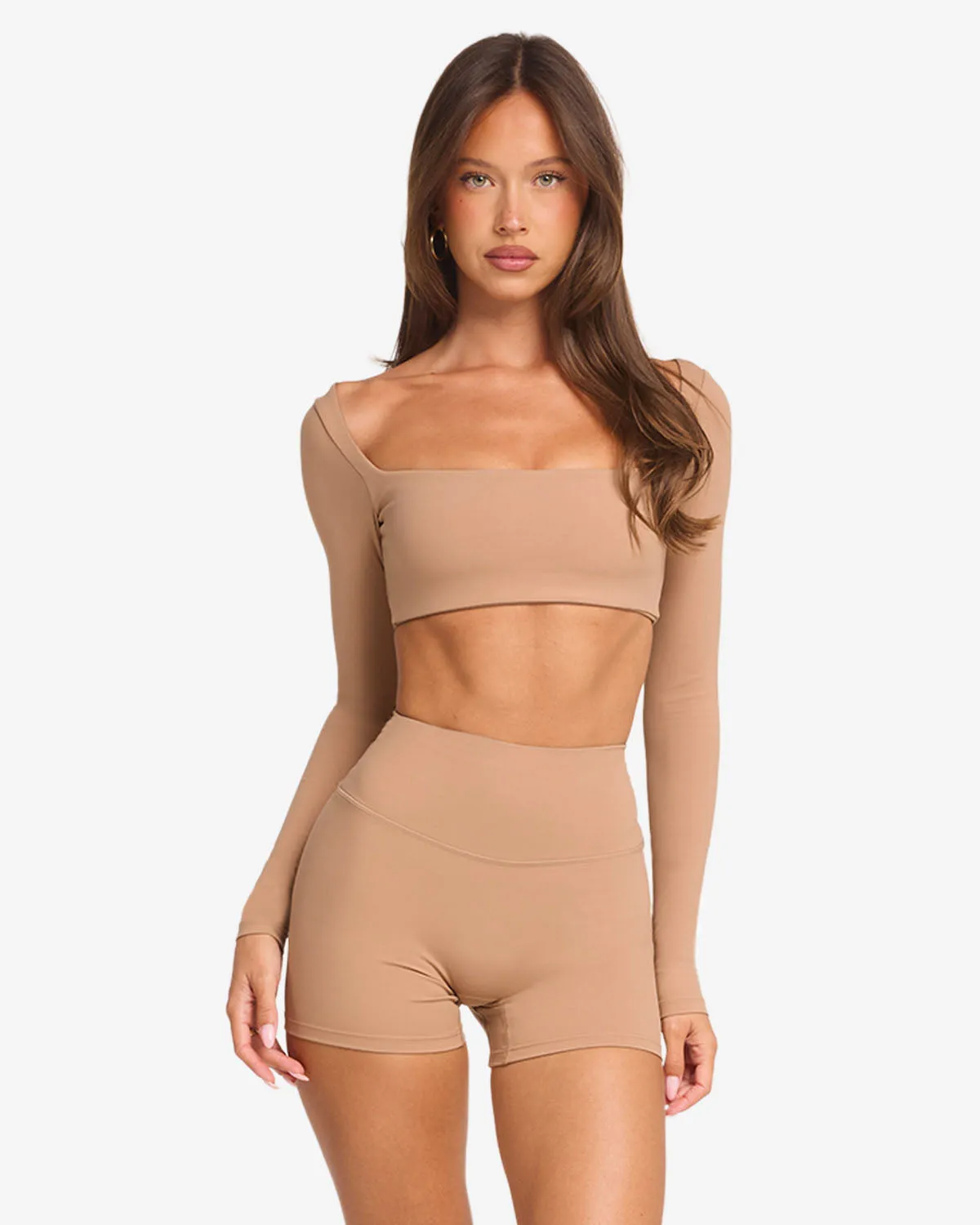 Freedom Scoop Long Sleeve Crop | Toffee sold by Crop Shop Boutique product image thumbnail 2
