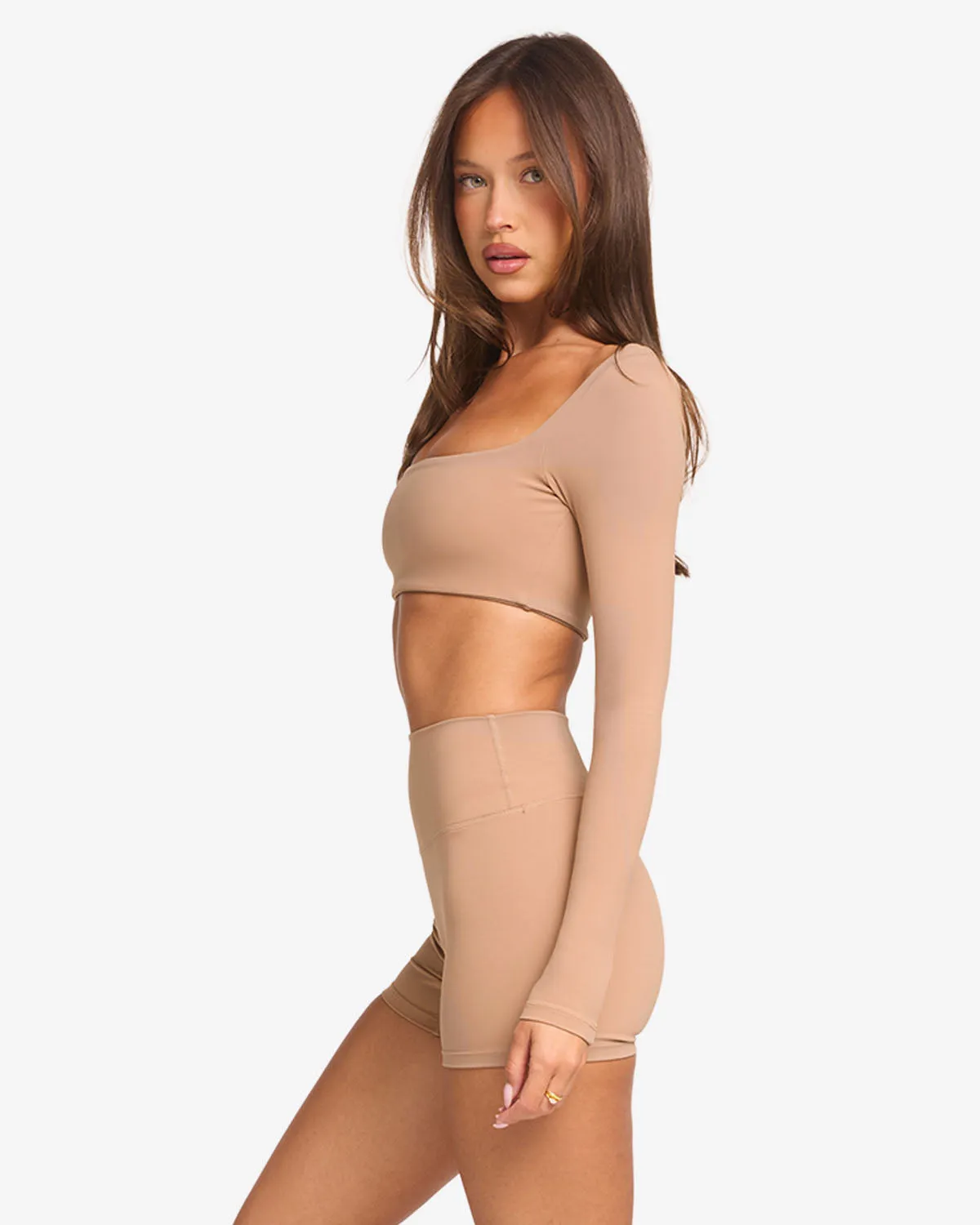 Freedom Scoop Long Sleeve Crop | Toffee sold by Crop Shop Boutique product image thumbnail 3