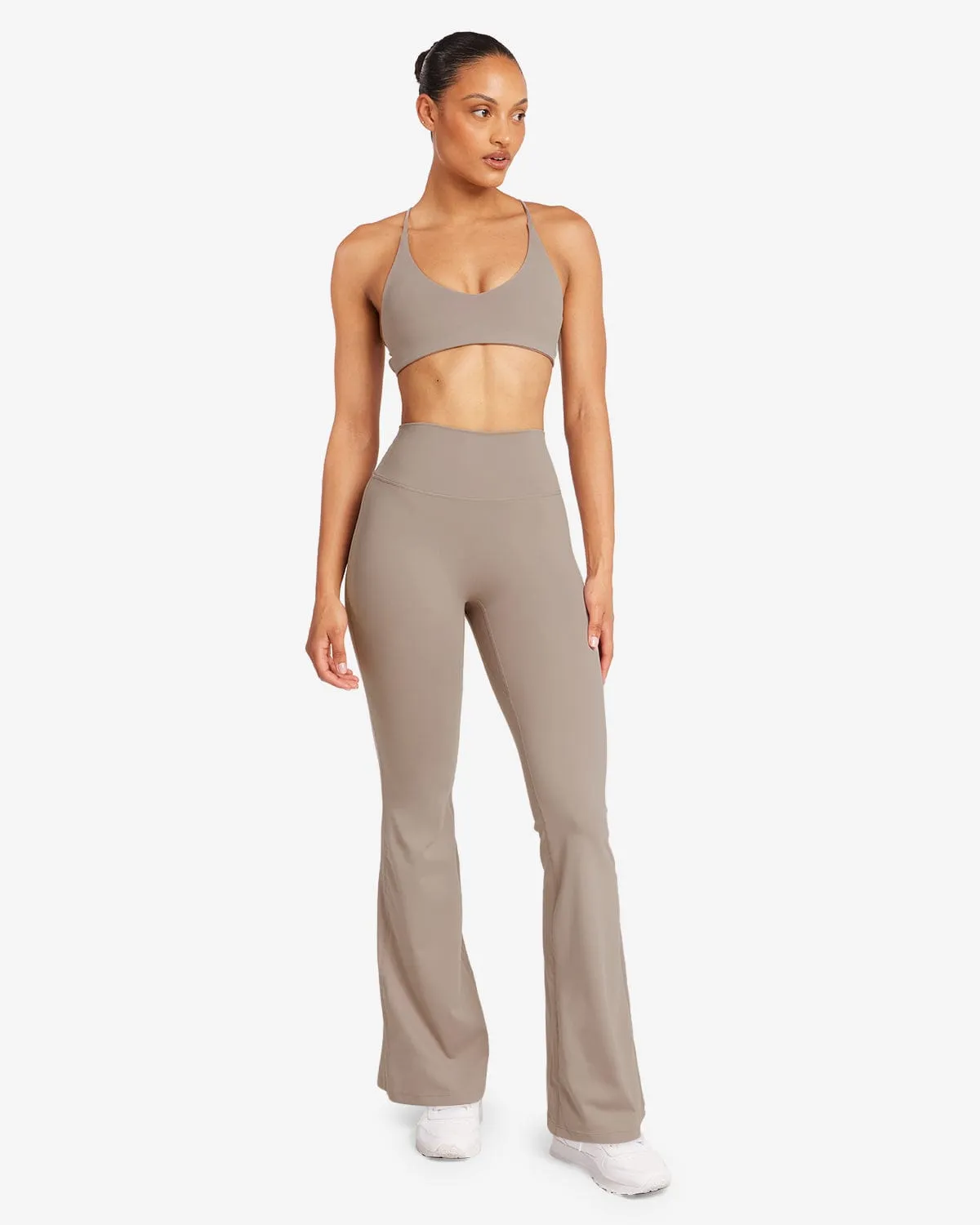 Form Invisible Scrunch Flare Leggings Petite | Latte sold by Crop Shop Boutique