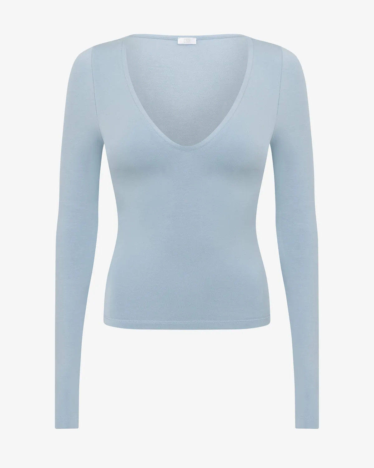 V Neck Long Sleeve Top | Dusty Blue sold by Crop Shop Boutique product image thumbnail 4